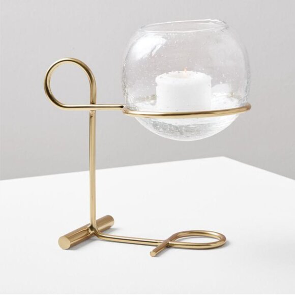 Pair of West Elm Brass Glass Globe Centrepiece Candleholders - Picture 1 of 4